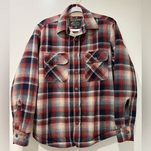 Grizzly Mountain Mens Medium Plaid Flannel Fleece Lined Jacket Snap Up EUC